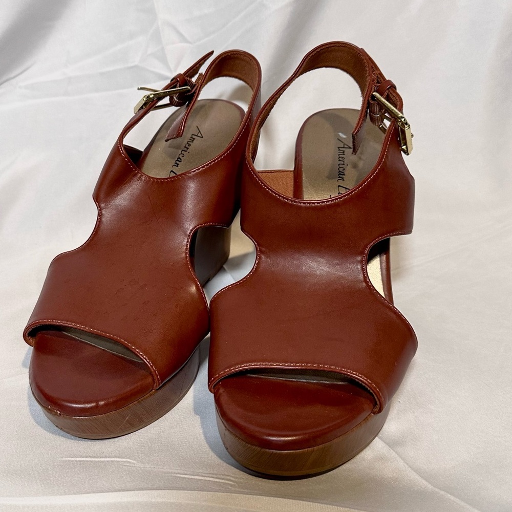 American Eagle Outfitters Tansy Women’s Wedge Slingback Sandals Brown Size 9